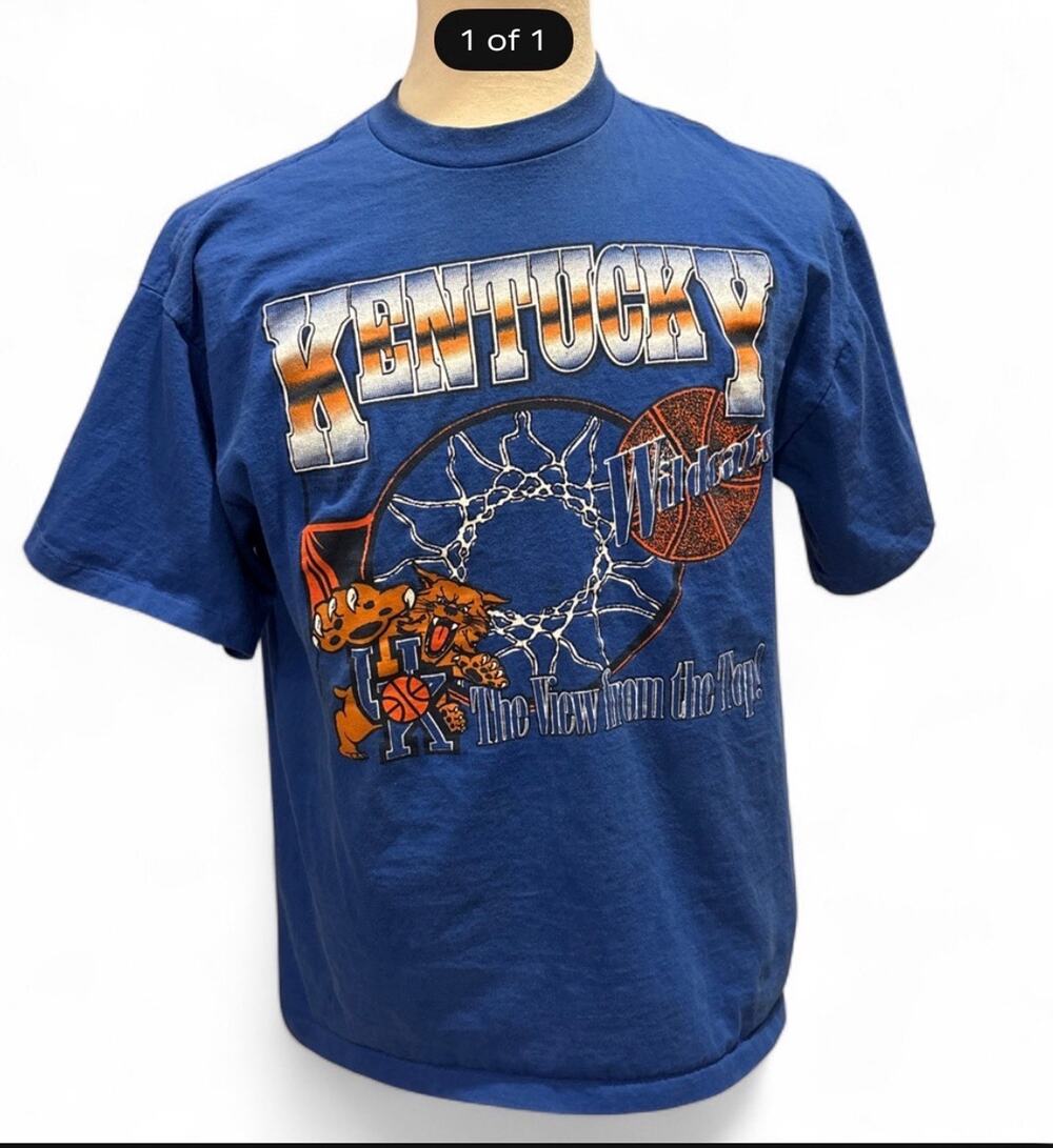 Vintage 90s Kentucky Wildcats Magic Johnson T’s USA NCAA Basketball Shirt L Blue